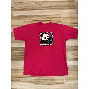 Vintage Columbus Zoo Panda T Shirt Pink Hanes Fifty-Fifty Single Stitch XL 90s